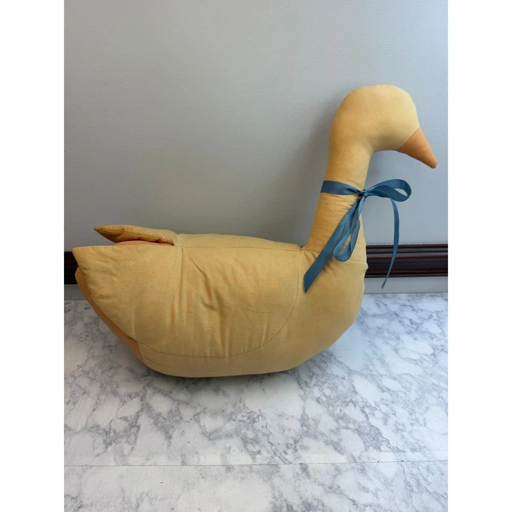 Vintage Fabric Goose Plush Decorative Pillow Doorstop Yellow Farmhouse Decor 17